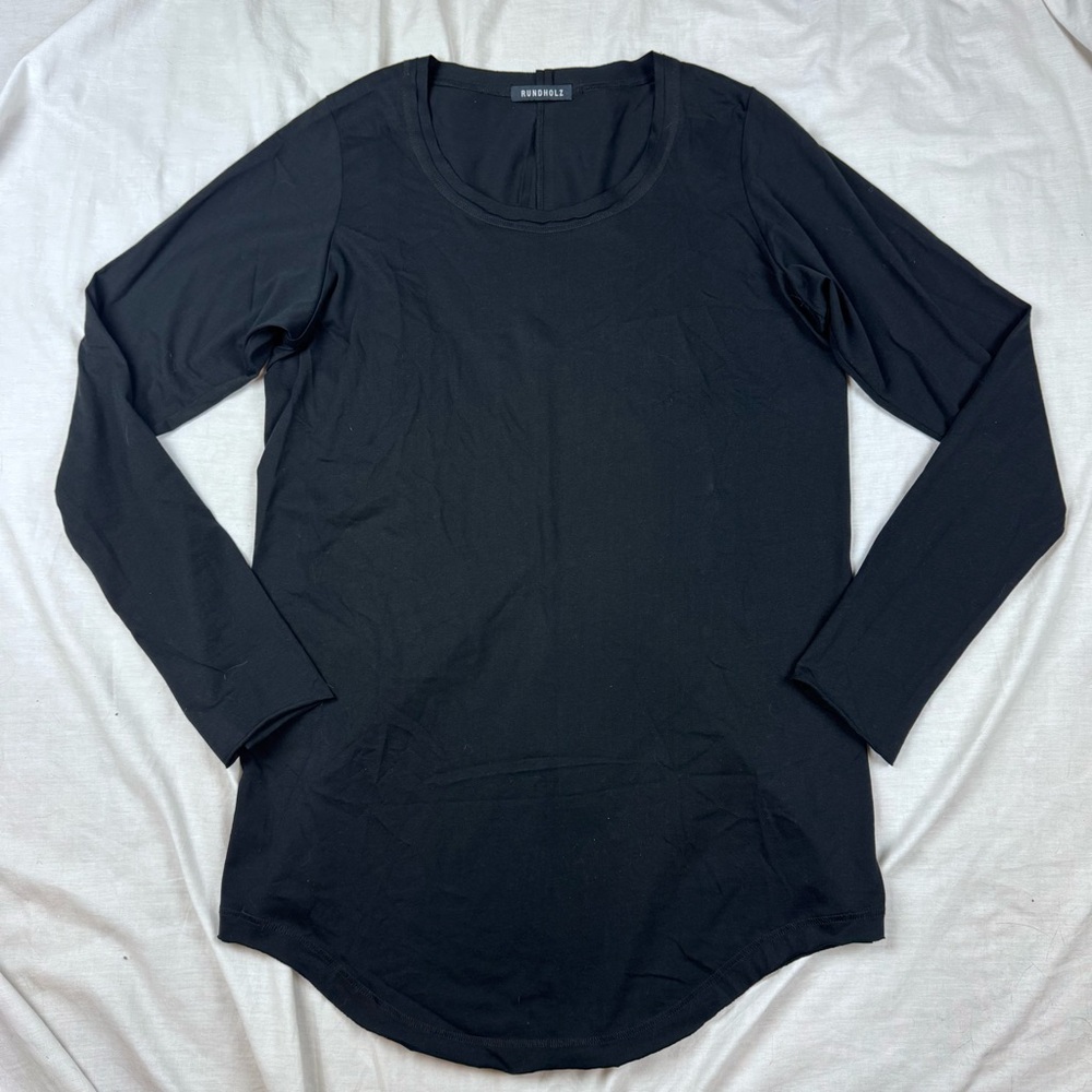 Rundholz Long Sleeve Cotton Tunic Raw Hem Top XL Black Label